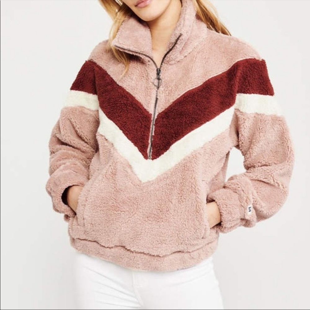 Abercrombie color sherpa half zip
